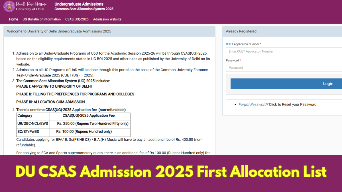 DU CSAS Admission 2025